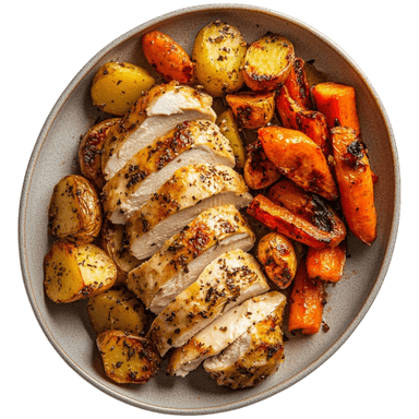 Poulet rôti aux légumes racines