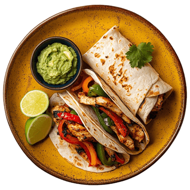 Fajitas au poulet grillé et légumes colorés