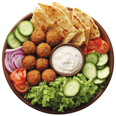 Falafels maison aux herbes fraîches et leurs accompagnements