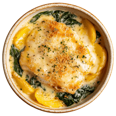 Gratin de cabillaud aux épinards et pommes de terre