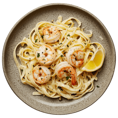 Linguine aux crevettes, ail et citron