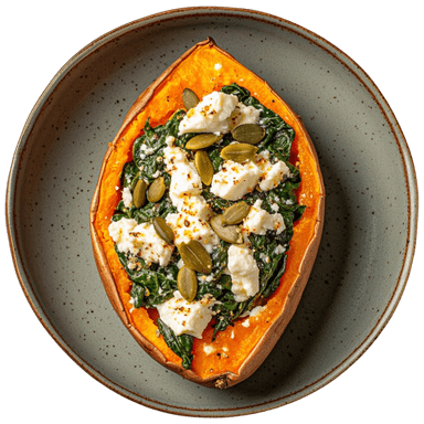 Patates douces farcies aux épinards et feta