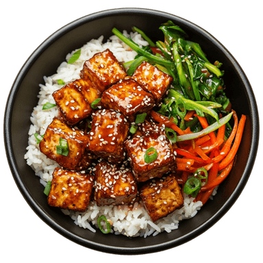 Tofu croustillant au sésame et légumes sautés