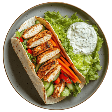 Wraps au poulet mariné et sauce crémeuse